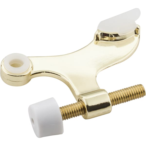 Hardware Resources Hinge Pin Door Stop with Self-Adjusting Pad - Polished Brass DS01-PB - main